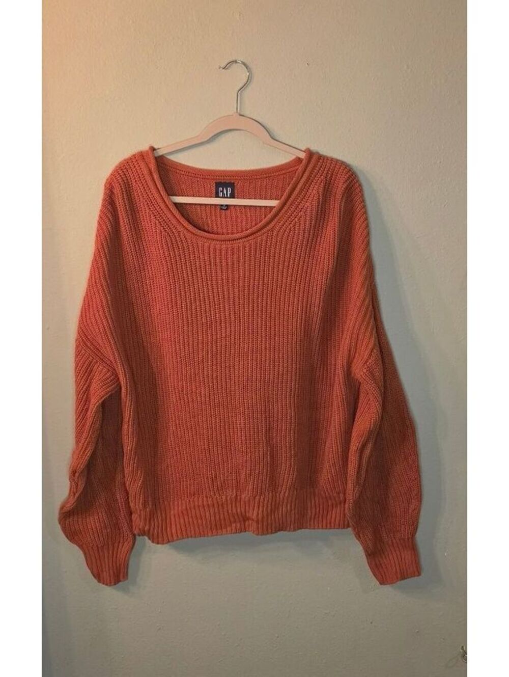 GAP Women’s XL Rust Orange Chunky Knit Oversized Balloon Sleeve Sweater